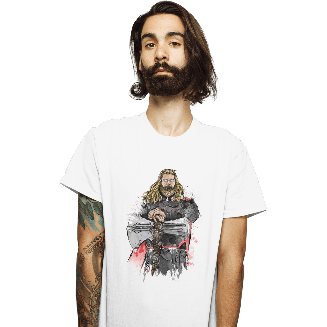 Shirts T-Shirts, Unisex / Small / White God Of Thunder Watercolor