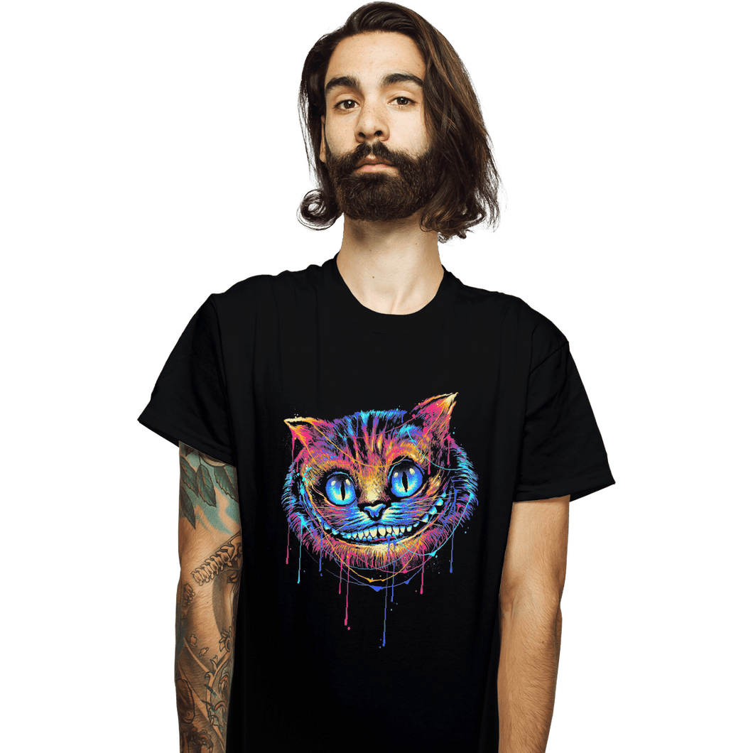 Shirts T-Shirts, Unisex / Small / Black Colorful Cat