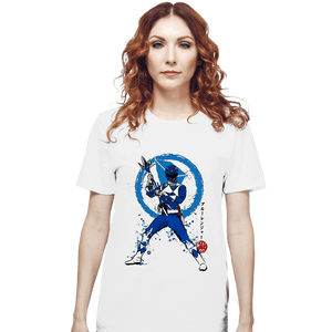 Shirts T-Shirts, Unisex / Small / White Blue Ranger Sumi-e