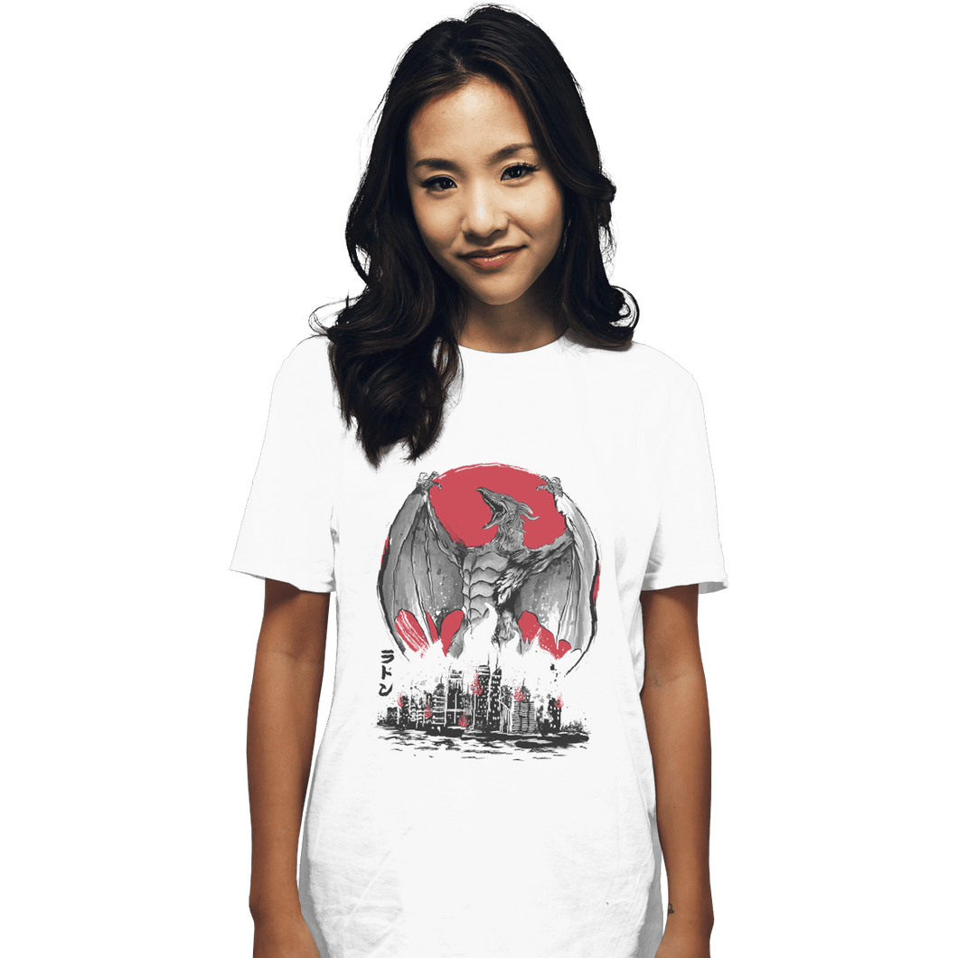 Shirts T-Shirts, Unisex / Small / White Fire Pteranodon Attack Sumi-e