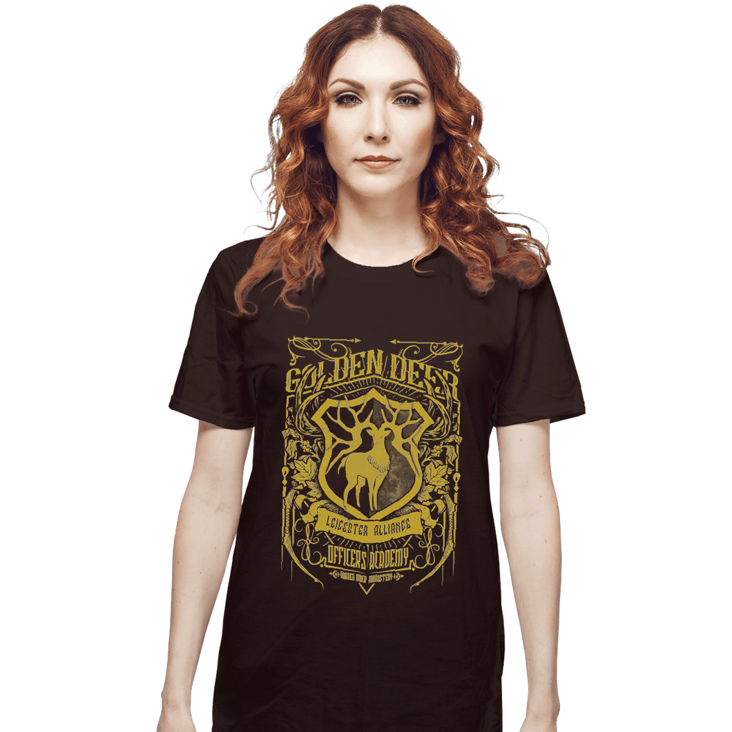 Shirts T-Shirts, Unisex / Small / Dark Chocolate Golden Deer Officers Academy