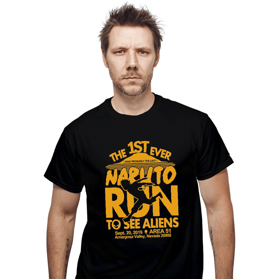 Shirts T-Shirts, Unisex / Small / Black Naruto Run For Aliens