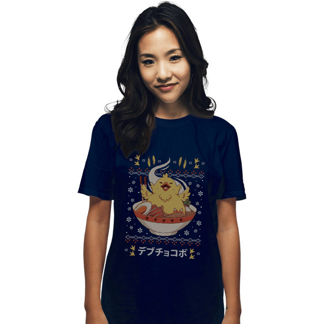 Shirts T-Shirts, Unisex / Small / Navy Fat Chocobo Ramen Christmas Sweater