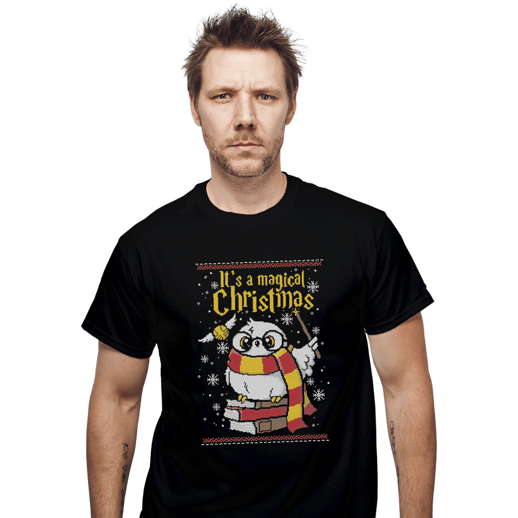 Shirts T-Shirts, Unisex / Small / Black Owl Magic Christmas