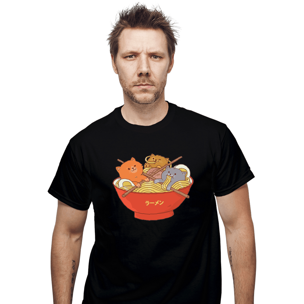 Shirts T-Shirts, Unisex / Small / Black Ramen Cats