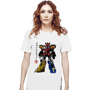 Daily_Deal_Shirts T-Shirts, Unisex / Small / White Mighty Morphin Megazord Sumi-e