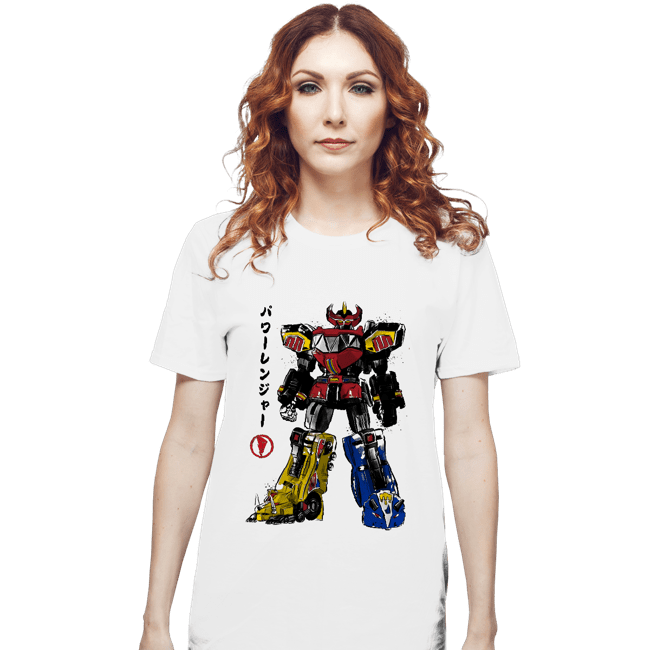 Daily_Deal_Shirts T-Shirts, Unisex / Small / White Mighty Morphin Megazord Sumi-e