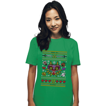 Shirts T-Shirts, Unisex / Small / Irish Green Happy Mask Xmas