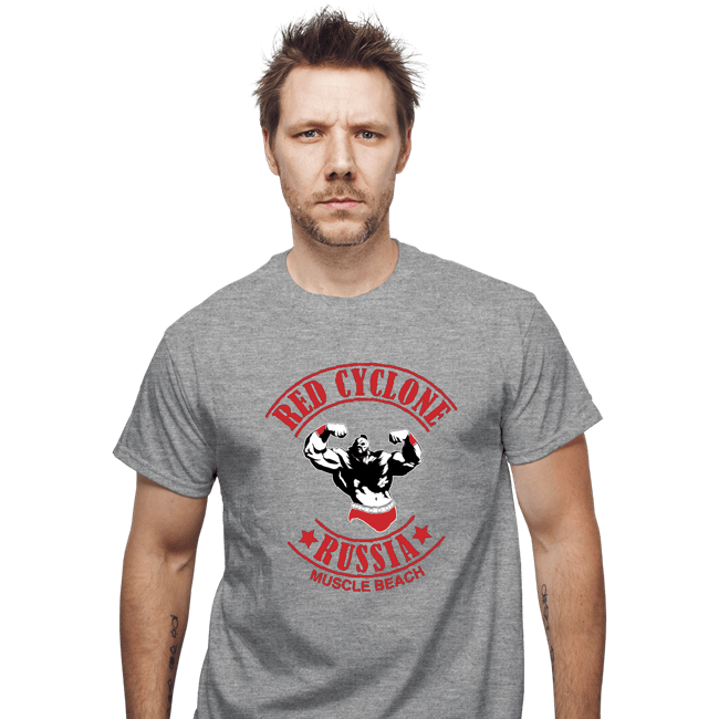 Shirts T-Shirts, Unisex / Small / Sports Grey Red Cyclone Muscle Beach