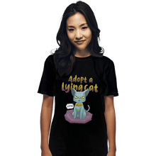 Load image into Gallery viewer, Shirts T-Shirts, Unisex / Small / Black Adopt A Lying Cat
