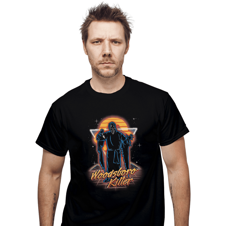 Shirts T-Shirts, Unisex / Small / Black Retro Woodsboro Killer