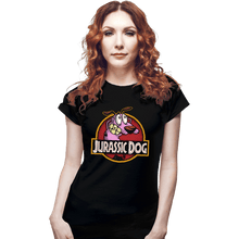Load image into Gallery viewer, Daily_Deal_Shirts Fitted Shirts, Woman / Small / Black Jurassic Dog
