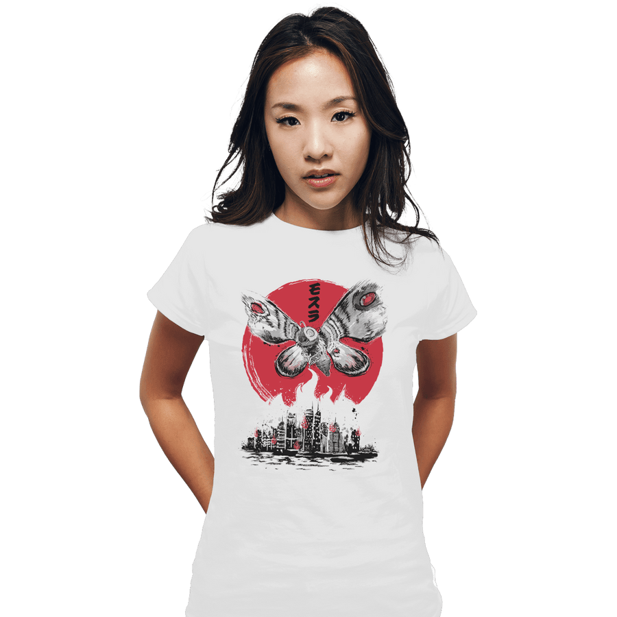 Shirts Fitted Shirts, Woman / Small / White Giant Moth Attack Sumi-e