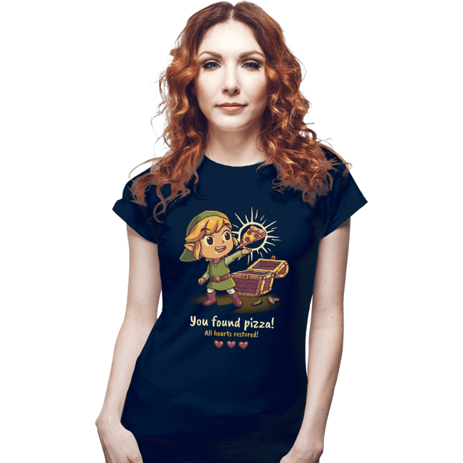 Daily_Deal_Shirts Fitted Shirts, Woman / Small / Navy Legendary Pizza