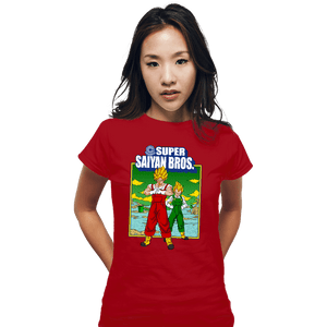 Shirts Fitted Shirts, Woman / Small / Red Super Saiyan Bros
