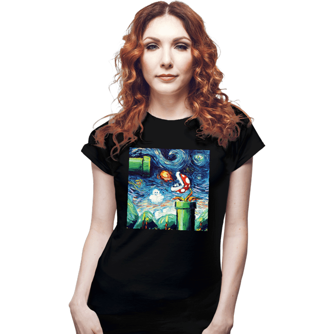 Shirts Fitted Shirts, Woman / Small / Black Van Gogh Never Leveled Up