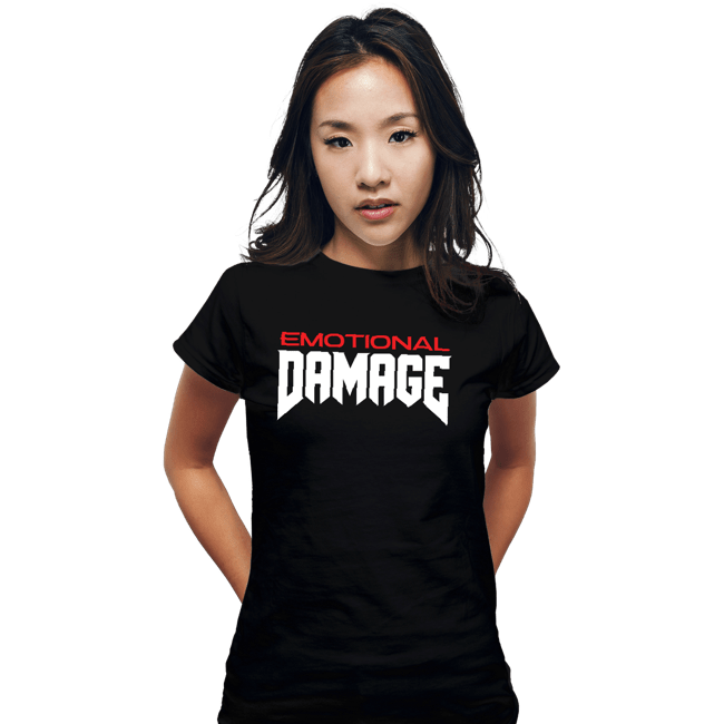 Daily_Deal_Shirts Fitted Shirts, Woman / Small / Black Emotional Damage