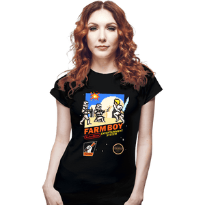 Daily_Deal_Shirts Fitted Shirts, Woman / Small / Black 8 Bit Farm Boy