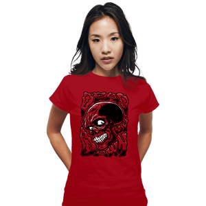 Daily_Deal_Shirts Fitted Shirts, Woman / Small / Red Dead By Dawn Skull