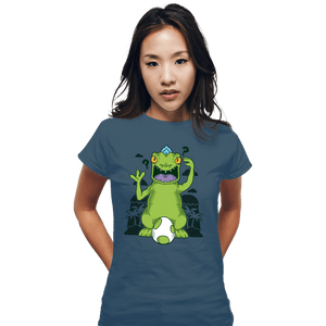 Shirts Fitted Shirts, Woman / Small / Indigo Blue Dinosaur Island