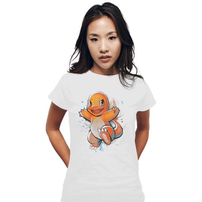 Shirts Fitted Shirts, Woman / Small / White Fire Ink