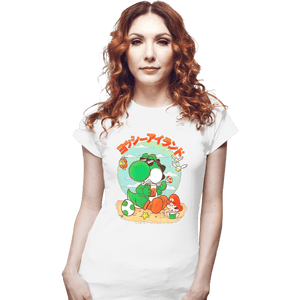 Daily_Deal_Shirts Fitted Shirts, Woman / Small / White Yoshi Vacation