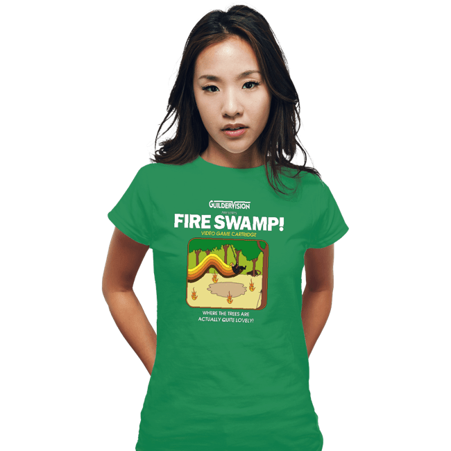 Last_Chance_Shirts Fitted Shirts, Woman / Small / Irish Green Retro Fire Swamp