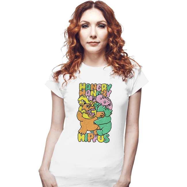 Secret_Shirts Fitted Shirts, Woman / Small / White Hangry Hippos
