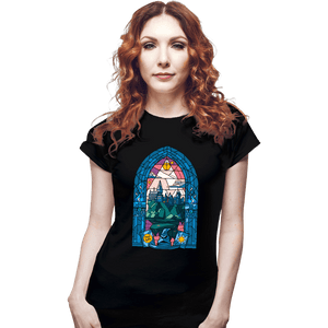 Daily_Deal_Shirts Fitted Shirts, Woman / Small / Black Stained Glass Castle