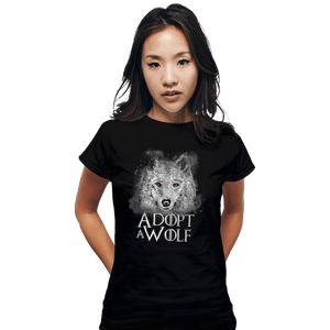 Shirts Fitted Shirts, Woman / Small / Black Adopt A Wolf