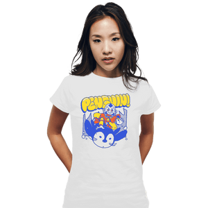 Shirts Fitted Shirts, Woman / Small / White Penguin Sledding