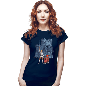 Daily_Deal_Shirts Fitted Shirts, Woman / Small / Navy Darthskull Castle