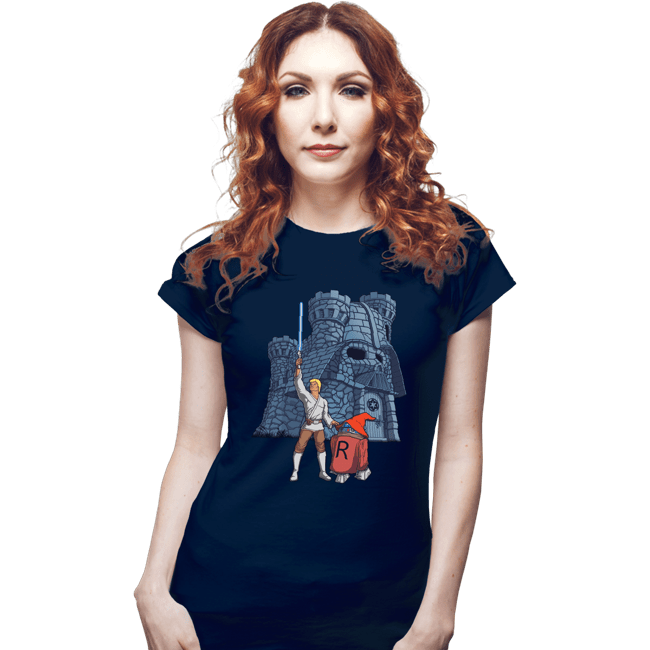 Daily_Deal_Shirts Fitted Shirts, Woman / Small / Navy Darthskull Castle