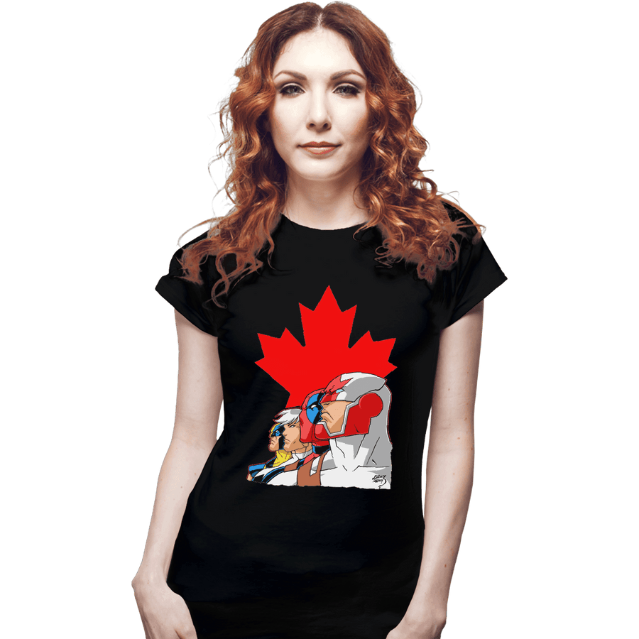 Shirts Fitted Shirts, Woman / Small / Black Captain Canuck And Team Canada