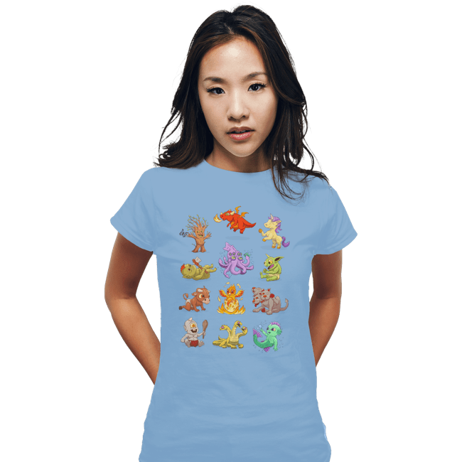 Shirts Fitted Shirts, Woman / Small / Powder Blue Diapers & Dragons
