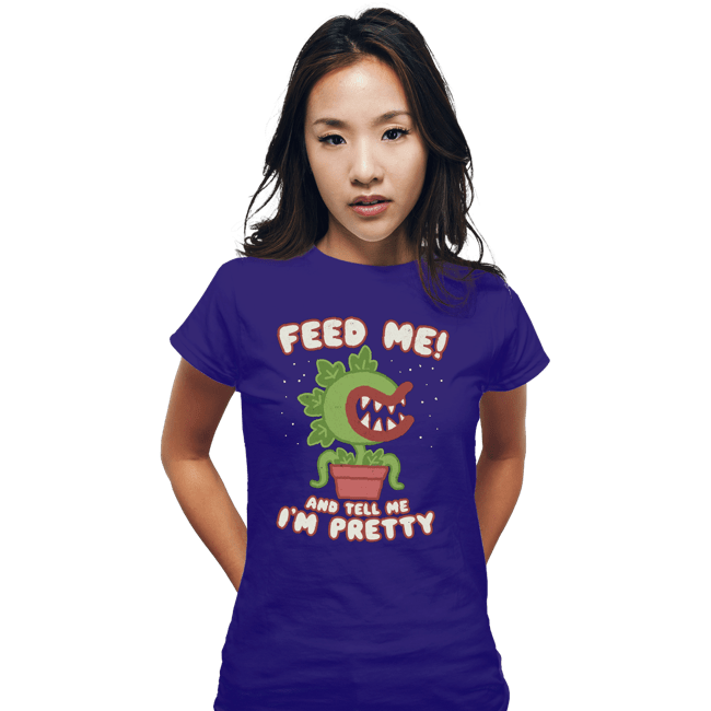 Daily_Deal_Shirts Fitted Shirts, Woman / Small / Violet Feed Me!!