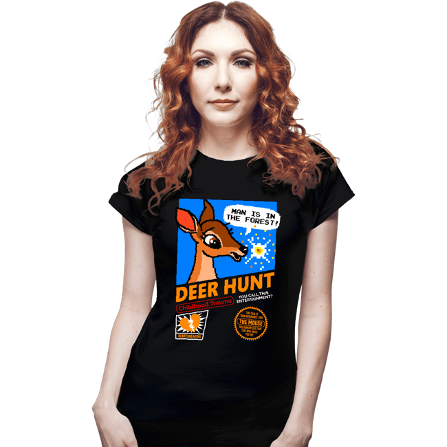 Daily_Deal_Shirts Fitted Shirts, Woman / Small / Black Deer Hunt