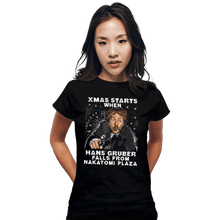 Load image into Gallery viewer, Shirts Fitted Shirts, Woman / Small / Black Hans Gruber Ugly Sweater
