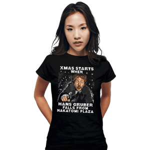 Shirts Fitted Shirts, Woman / Small / Black Hans Gruber Ugly Sweater