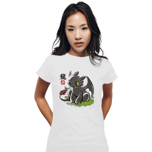Shirts Fitted Shirts, Woman / Small / White Dragon Ink