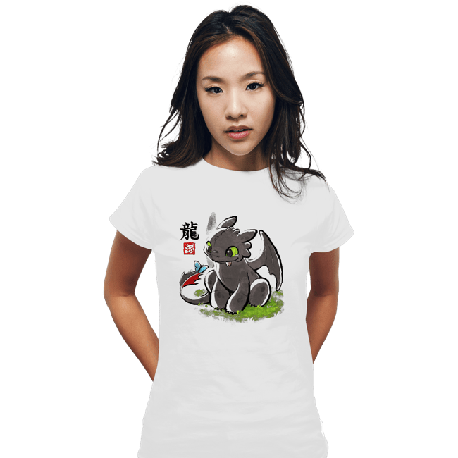 Shirts Fitted Shirts, Woman / Small / White Dragon Ink