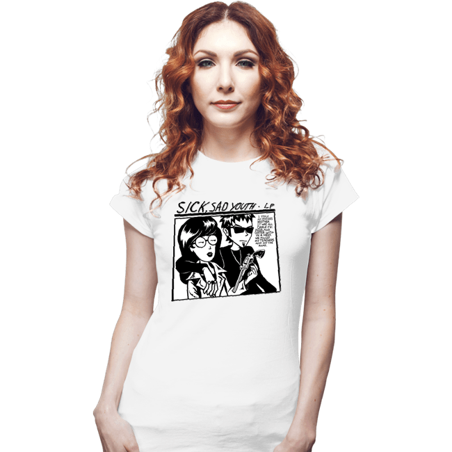 Daily_Deal_Shirts Fitted Shirts, Woman / Small / White Sick Sad Youth