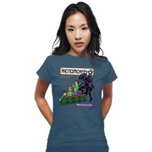 Load image into Gallery viewer, Shirts Fitted Shirts, Woman / Small / Indigo Blue Xenomorphs Book
