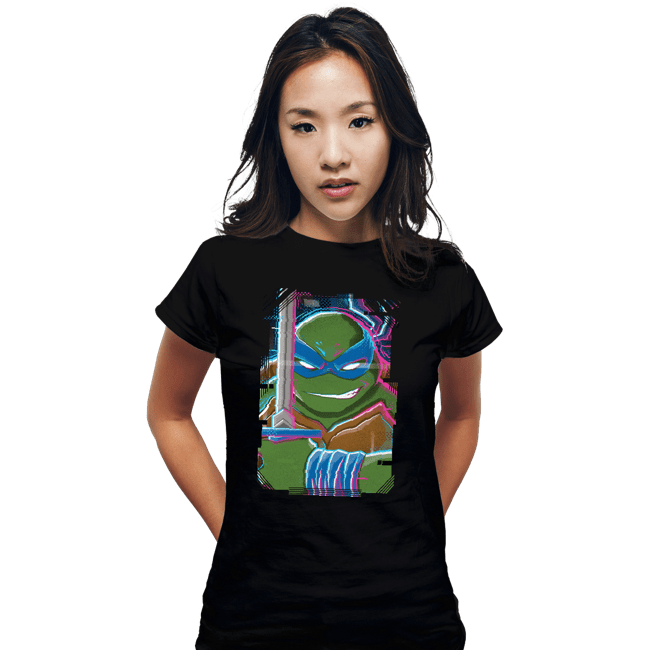 Daily_Deal_Shirts Fitted Shirts, Woman / Small / Black Glitch Leonardo