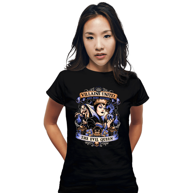Daily_Deal_Shirts Fitted Shirts, Woman / Small / Black Villains Unite Evil Queen