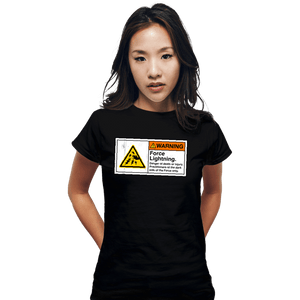 Daily_Deal_Shirts Fitted Shirts, Woman / Small / Black Caution Force Lightning