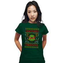 Load image into Gallery viewer, Shirts Fitted Shirts, Woman / Small / Irish Green Michelangelo Christmas
