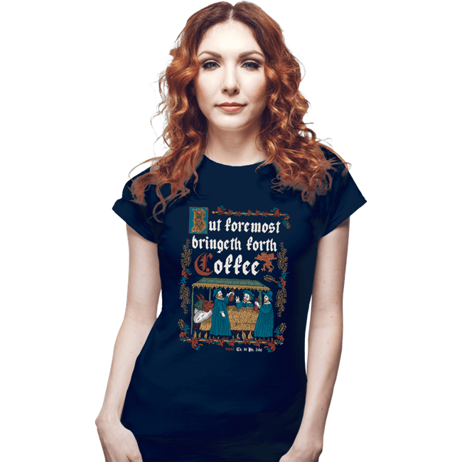 Daily_Deal_Shirts Fitted Shirts, Woman / Small / Navy Illuminated Coffee
