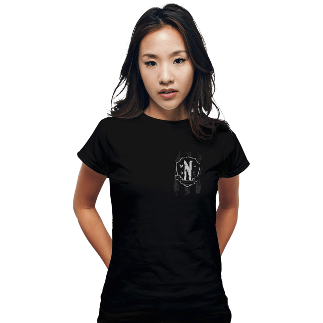 Daily_Deal_Shirts Fitted Shirts, Woman / Small / Black Nevermore Pocket Print