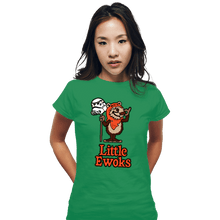 Load image into Gallery viewer, Daily_Deal_Shirts Fitted Shirts, Woman / Small / Irish Green Little Ewoks

